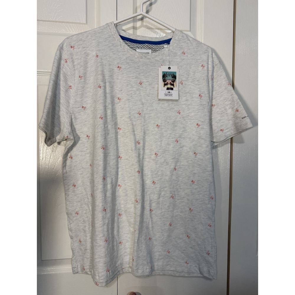 Denim Flower Men's NWT Tshirt Oatmeal Color Size Large